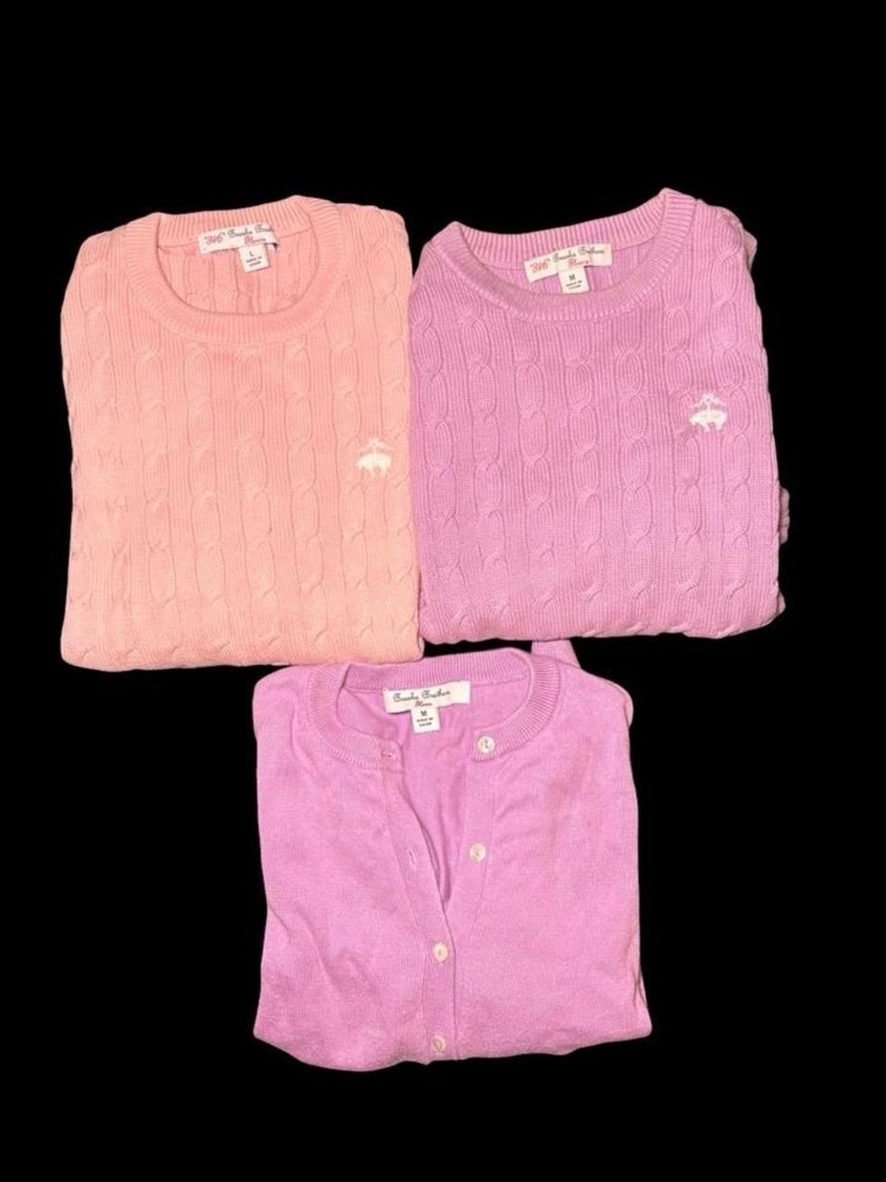Brooks Brothers Kids Pink & Lavender Cable Knit Sweaters and Cardigan Set